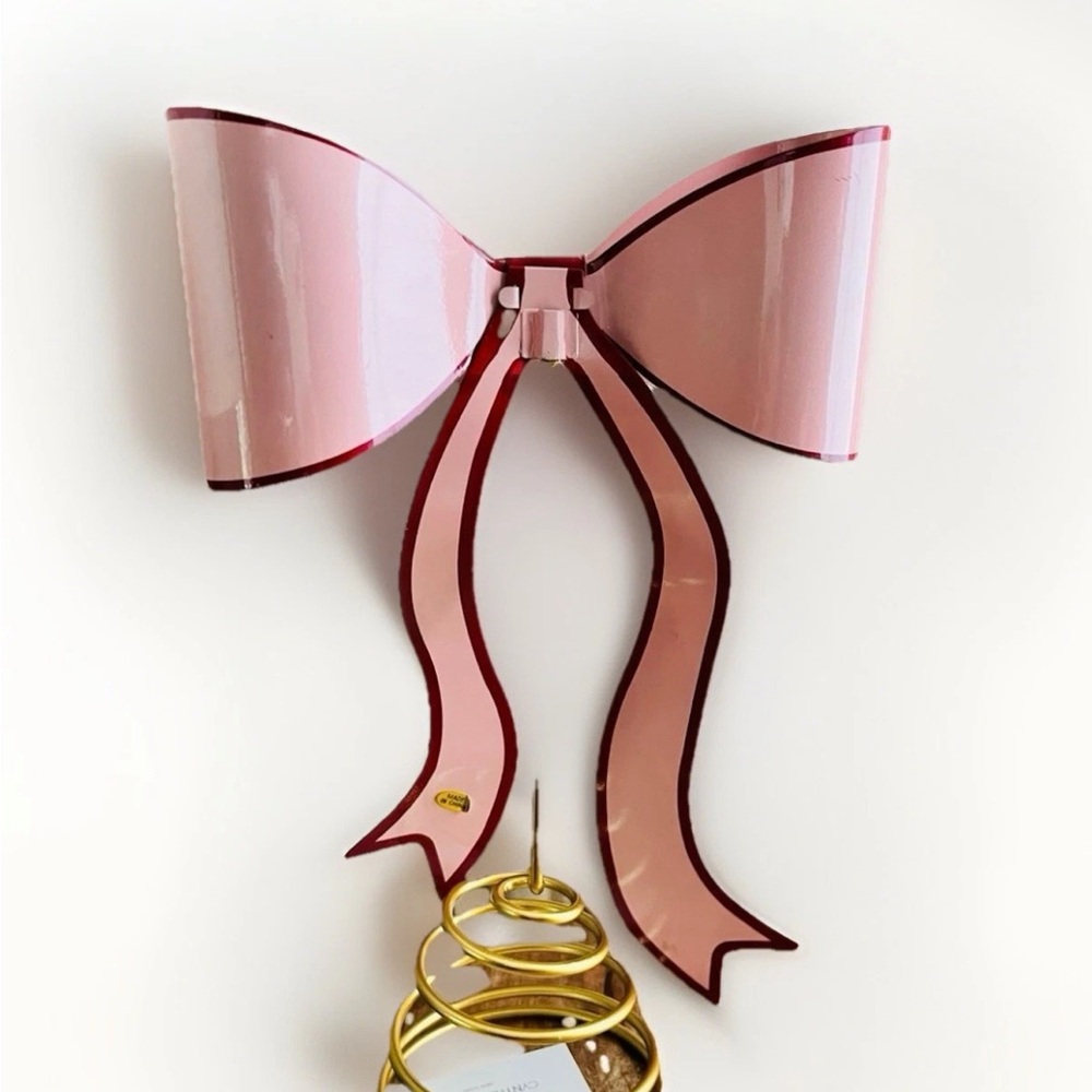 Cynthia Rowley Pink Pastel Coquette Metal Christmas Bow Tree Topper NWT - Picture 3 of 3
